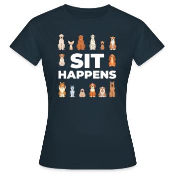 Funny Sit Happens Pet Sitting Design For - Women's T-Shirt - navy - Front - AI Model Female 172 dark (172cm)