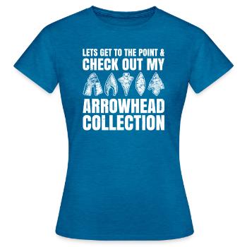 Let's get down to business looking at arrowheads - Women's T-Shirt - antique blue sapphire heather - Front - AI Model Female 172 dark (172cm)