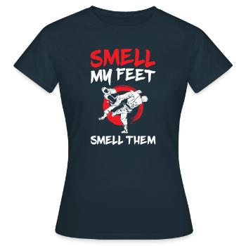 smell my feet smell them for all taekwondo fans - Women's T-Shirt - navy - Front - AI Model Female 172 dark (172cm)