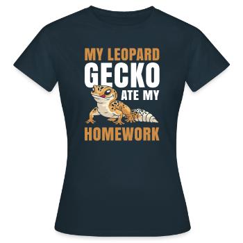 Mon gecko léopard a mangé mes devoirs - T-shirt Femme - marine - Devant - AI Model Female 172 dark (172cm)