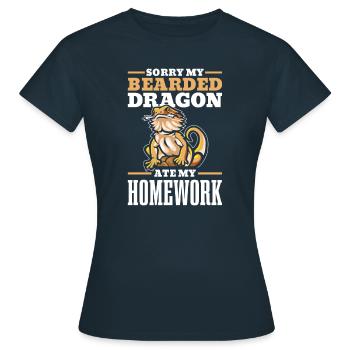 Désolé, mon dragon barbu a mes devoirs - T-shirt Femme - marine - Devant - AI Model Female 172 dark (172cm)
