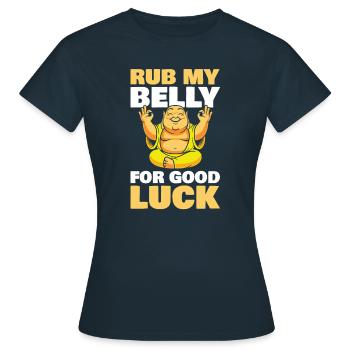 Reibe Meinen Bauch Als Glücksbringer Für Fans - Frauen T-Shirt - Navy - Vorne - AI Model Female 172 dark (172cm)