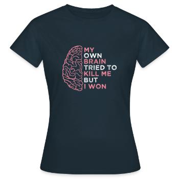 Mon propre cerveau a essayé de me tuer, - T-shirt Femme - marine - Devant - AI Model Female 172 dark (172cm)
