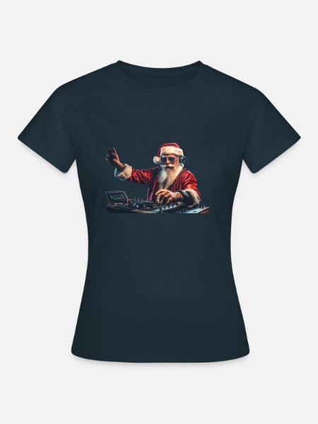 Lustige Weihnachtsdesigns Mit Dem Weihnachtsmann - Frauen T-Shirt - Navy