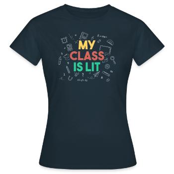 Mon cours convient à tous les rats de bibliothèque. - T-shirt Femme - marine - Devant - AI Model Female 172 dark (172cm)