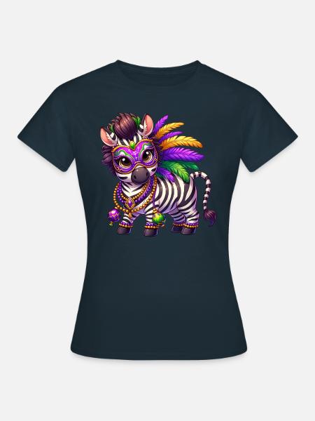 Mardi Gras Zebra Comic Süß - Frauen T-Shirt - Navy