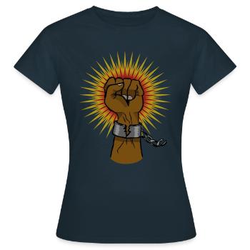 Black Power Faust - Frauen T-Shirt - Navy - Vorne - AI Model Female 172 dark (172cm)