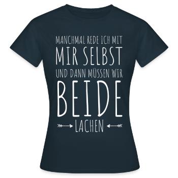 LACHEN | Lustiger Spruch Humor Geschenkidee - Frauen T-Shirt - Navy - Vorne - AI Model Female 172 dark (172cm)