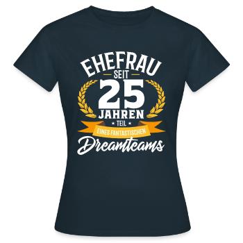 Silberhochzeit silberne Hochzeit 25 Jahre - Frauen T-Shirt - Navy - Vorne - AI Model Female 172 dark (172cm)