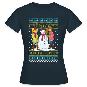 Bibi und Tina Zauberhafte Weihnachten Ugly Xmas - Frauen T-Shirt - Navy - Vorne - AI Model Female 172 dark (172cm)