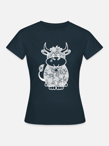 Kuh Zeichnung - Frauen T-Shirt - Navy
