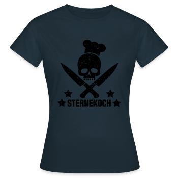 Skull mit Kochmütze als Sternekoch - Frauen T-Shirt - Navy - Vorne - AI Model Female 172 dark (172cm)