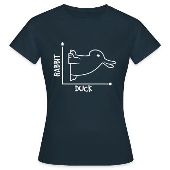 Illusion d’optique Lapin Canard - T-shirt Femme - marine - Devant - AI Model Female 172 dark (172cm)