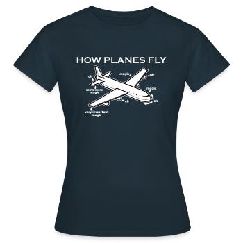 Wie Flugzeuge fliegen - Frauen T-Shirt - Navy - Vorne - AI Model Female 172 dark (172cm)