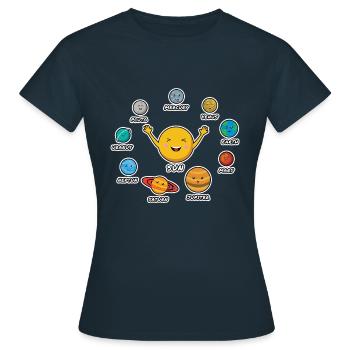 Sonnensystem - Frauen T-Shirt - Navy - Vorne - AI Model Female 172 dark (172cm)
