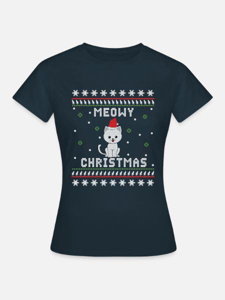Ugly Christmas Katzen - Frauen T-Shirt - Navy