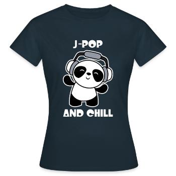 J-Pop And Chill Kawaii Panda - Frauen T-Shirt - Navy - Vorne - AI Model Female 172 dark (172cm)