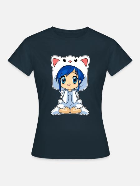 Anime Chibi Mädchen - Frauen T-Shirt - Navy