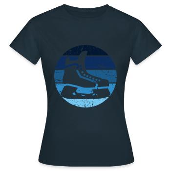 Schlittschuh - Frauen T-Shirt - Navy - Vorne - AI Model Female 172 dark (172cm)