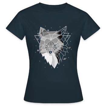 Polygon Wolf - Frauen T-Shirt - Navy - Vorne - AI Model Female 172 dark (172cm)