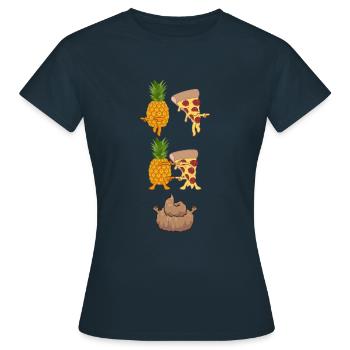 Fusion Ananas Und Pizza - Frauen T-Shirt - Navy - Vorne - AI Model Female 172 dark (172cm)