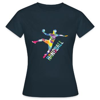 Handball jump - Women's T-Shirt - navy - Front - AI Model Female 172 dark (172cm)