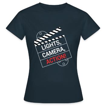 Licht Kamera Action Filmklappe - Frauen T-Shirt - Navy - Vorne - AI Model Female 172 dark (172cm)