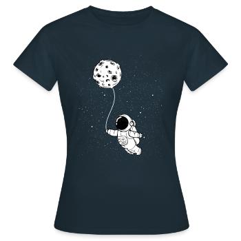 Astronaut Mond Ballon - Frauen T-Shirt - Navy - Vorne - AI Model Female 172 dark (172cm)