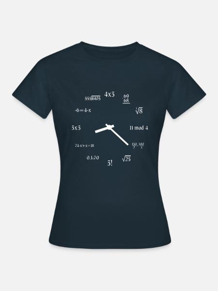 Math Clock Funny Mathematics Clock Meme Math Love - Women's T-Shirt - navy
