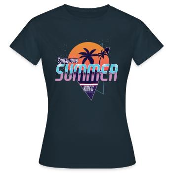 Vaporwave Vibes Tropical Hello Summer 2022 - Frauen T-Shirt - Navy - Vorne - AI Model Female 172 dark (172cm)