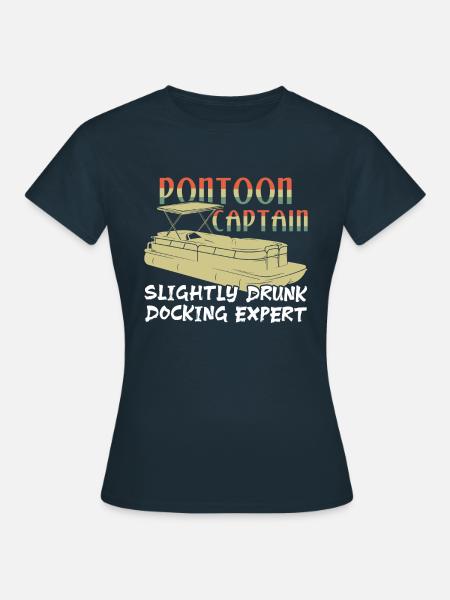 Vintage Boat Kayak Pontoon Captain Boating Summer - Women's T-Shirt - navy
