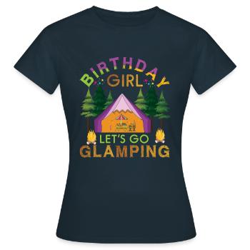 Birth Age Adventure Vacation Glamp Go Camping - Women's T-Shirt - navy - Front - AI Model Female 172 dark (172cm)