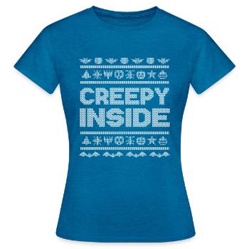 Motif de couture Drôles de créatures à l’intérieur d’Halloween - T-shirt Femme - bleu saphir antique chiné - Devant - AI Model Female 172 dark (172cm)
