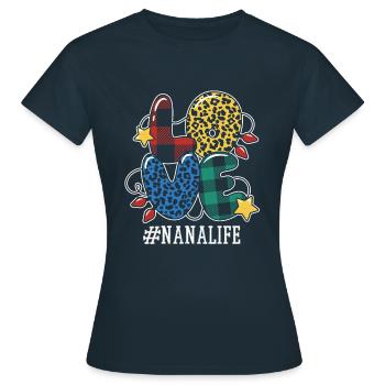 Pattern Grandmom Mama Family Love Christmas - Frauen T-Shirt - Navy - Vorne - AI Model Female 172 dark (172cm)