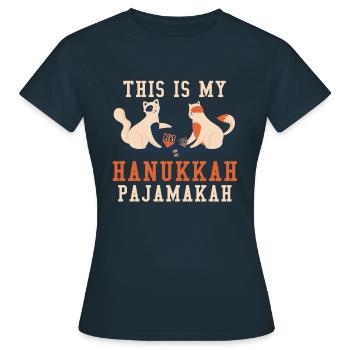 Chats Juifs de Noël Juif est mon Hanoukka - T-shirt Femme - marine - Devant - AI Model Female 172 dark (172cm)