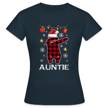 Plaid Bear Dabbing für Tante Dezember Weihnachten - Frauen T-Shirt - Navy - Vorne - AI Model Female 172 dark (172cm)