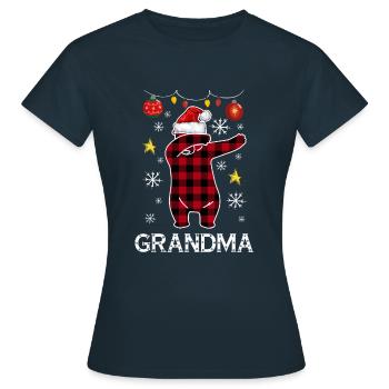 Plaid Bär Dabbing für Oma Dezember Weihnachten - Frauen T-Shirt - Navy - Vorne - AI Model Female 172 dark (172cm)