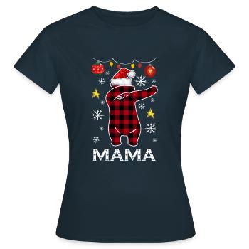 Plaid Bear Dabbing für Mama Dezember Weihnachten - Frauen T-Shirt - Navy - Vorne - AI Model Female 172 dark (172cm)