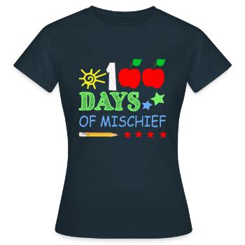 Crayon 100e jour de méfait 100 jours d’école - T-shirt Femme - marine - Devant - AI Model Female 172 dark (172cm)