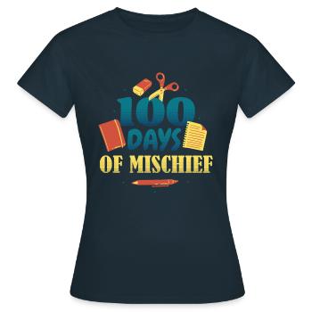 Livres Stylo 100e jour de méfait 100 jours d’école - T-shirt Femme - marine - Devant - AI Model Female 172 dark (172cm)