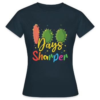 Cactus Student Joyeux 100e jour 100 jours d’école - T-shirt Femme - marine - Devant - AI Model Female 172 dark (172cm)