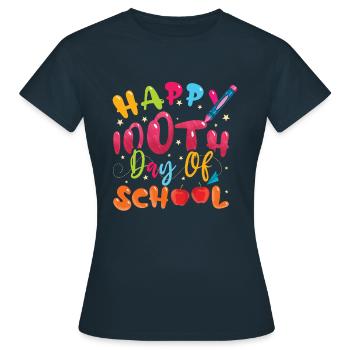 Joyeux 100e jour coloré 100 jours d’école - T-shirt Femme - marine - Devant - AI Model Female 172 dark (172cm)