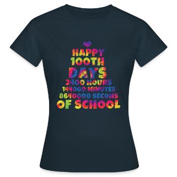 Joyeux 100e jour Tie Dye Color 100 jours d’école - T-shirt Femme - marine - Devant - AI Model Female 172 dark (172cm)