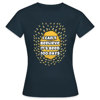 100th Day School Bee Happy 100 jours d’école - T-shirt Femme - marine - Devant - AI Model Female 172 dark (172cm)