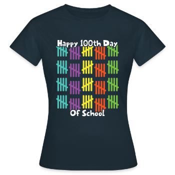 100e jour d’école Joyeux 100 jours d’école - T-shirt Femme - marine - Devant - AI Model Female 172 dark (172cm)