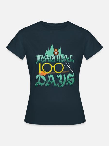 Magische 100. Tag Eule Glückliche 100 Tage Schule - Frauen T-Shirt - Navy