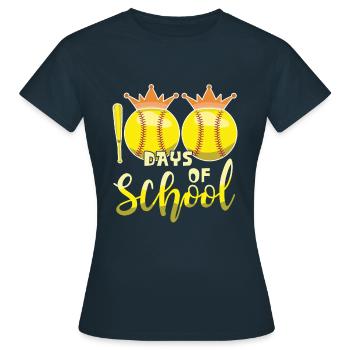 100e jour de baseball softball 100 jours d’école - T-shirt Femme - marine - Devant - AI Model Female 172 dark (172cm)
