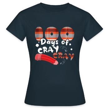 100e jour Plaid Colors 100 jours d’école - T-shirt Femme - marine - Devant - AI Model Female 172 dark (172cm)