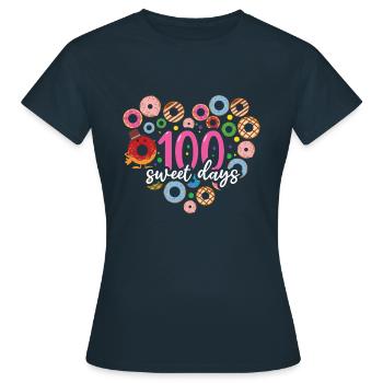 100e jour Sweet Day Joyeux 100 jours d’école - T-shirt Femme - marine - Devant - AI Model Female 172 dark (172cm)