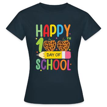 100e jour crayon léopard joyeux 100 jours d’école - T-shirt Femme - marine - Devant - AI Model Female 172 dark (172cm)